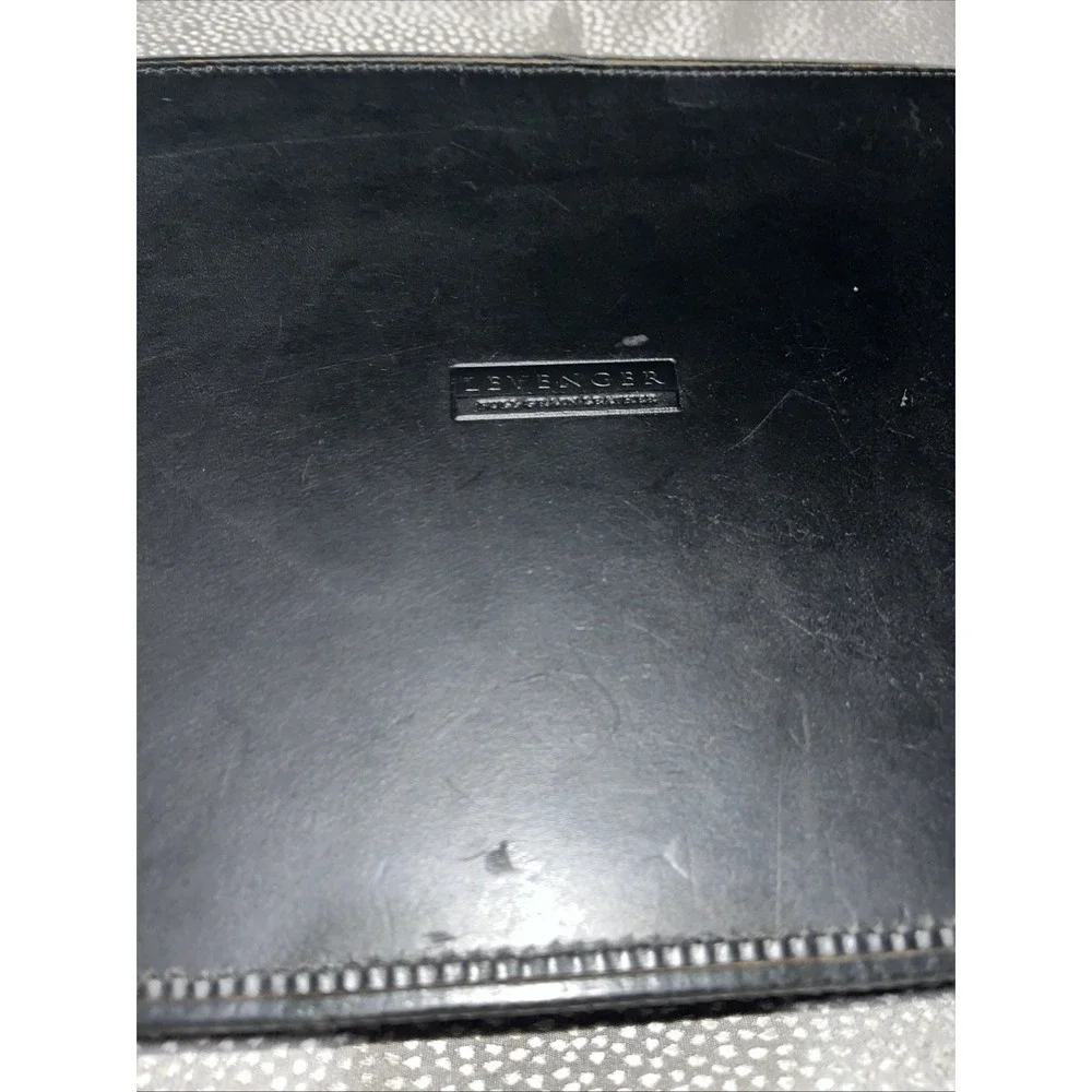 Levenger Full Grain Black Leather Storage Large Tray w/ Lid Organizer Office Bar